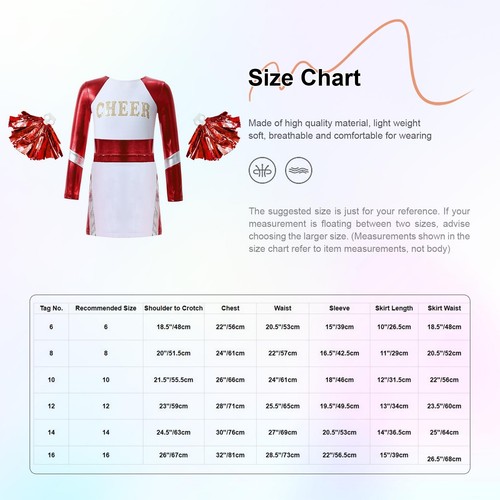 Girls Dance Leotard Long Sleeve Cheerleading Outfits Patchwork Uniform Stage - Picture 54 of 63