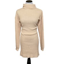 NWT Fashion Nova Turtleneck Sweater Dress Taupe Size M