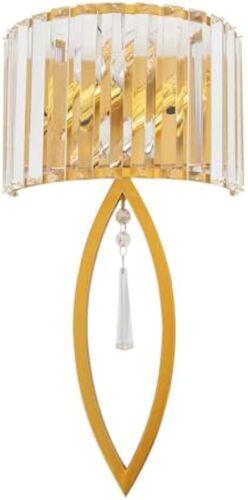 Gold Crystal Wall Sconce, Modern 2-Light Wall Lamps with Crystal Lampshad