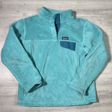 Patagonia Girls Sweater Blue M 1/4 Snap Pullover Casual Preppy Outdoor Hiking