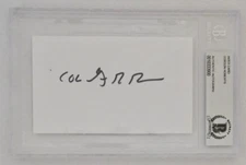 Gordon Roberts Signed Encapsulated Index Card, WWII,  B-24 Pilot, Beckett