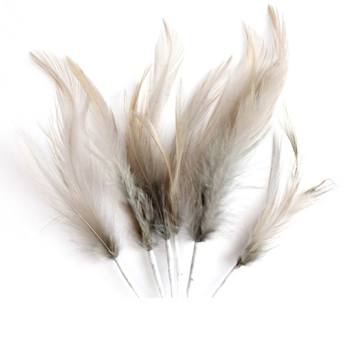 Narrow Feathers - Rooster Neck Hackle 6 Wired Stem Spray 18 Feathers -26 Colours - Picture 11 of 26