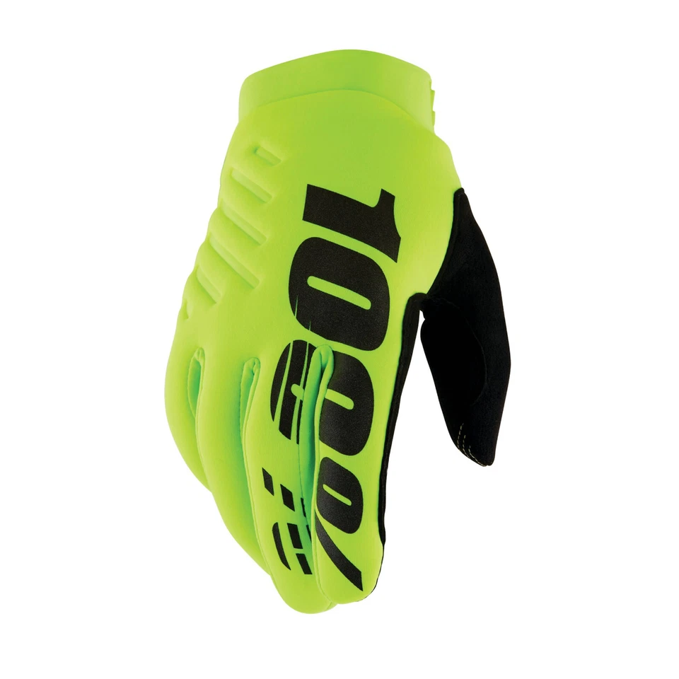 2025 100% YOUTH BRISKER GLOVES WINTER COLD WEATHER FLUO YELLOW MX BMX MTB KIDS