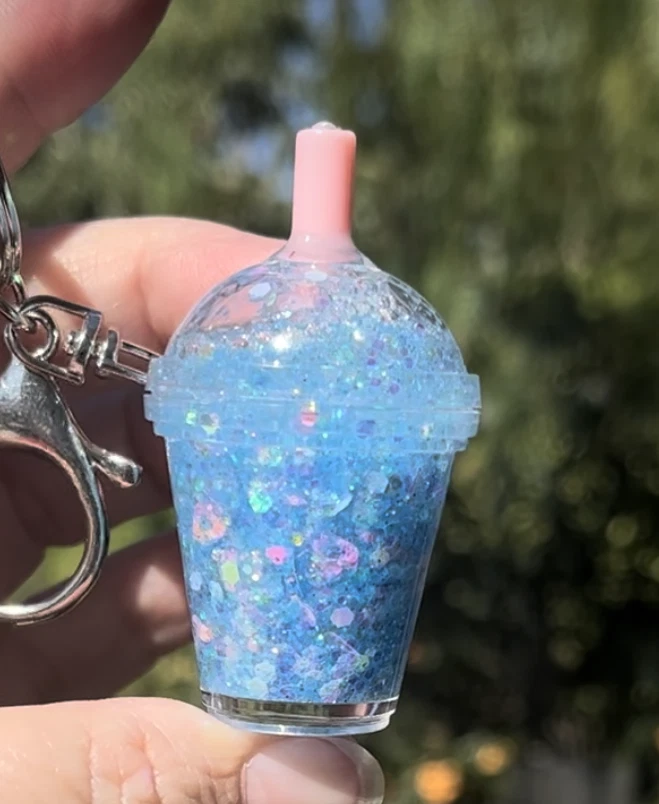 Mini Snow Globe Coffee Cup Keychain - Custom Purse or Backpack Charm
