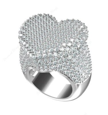 Bust Down 6.86 CT Moissanite Heart Men's Iced Out Geometric Shape Ring For Him