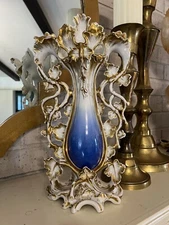 Vintage 19th-Century French Vieux Paris Old Porcelain Hand Painted Decor Vase