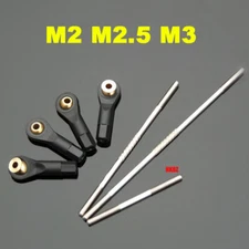 Push Rods + Link Rod End M2 M2.5 M3 Ball Joints Fit RC Car Aircraft Plane Rudder