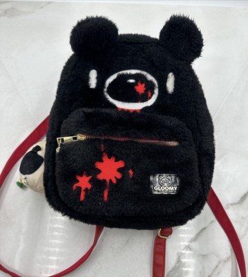 Gloomy Bear The Naughty Grizzly Poses Mini Backpack Bag Mori Shack Bioworld Bioworld Gloomy Bear Mori Chack Black Fuzzy Plush Mini  main image 3