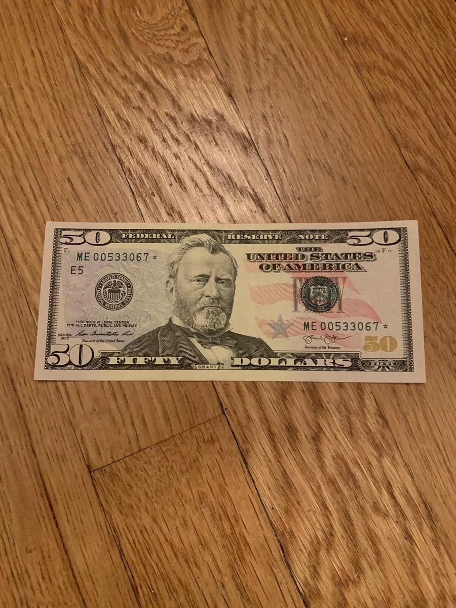 $50 Dollar Bill *STAR NOTE* Rare Low Print Low Run Size