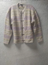 Eagle Eye Sweater Womens Medium Multicolor 100% Wool Cardigan