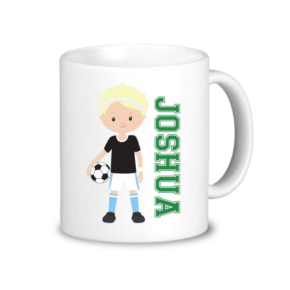 Soccer Mug Blue Soccer Ball Cup Drinkware Kids Green Sports Player Personalized