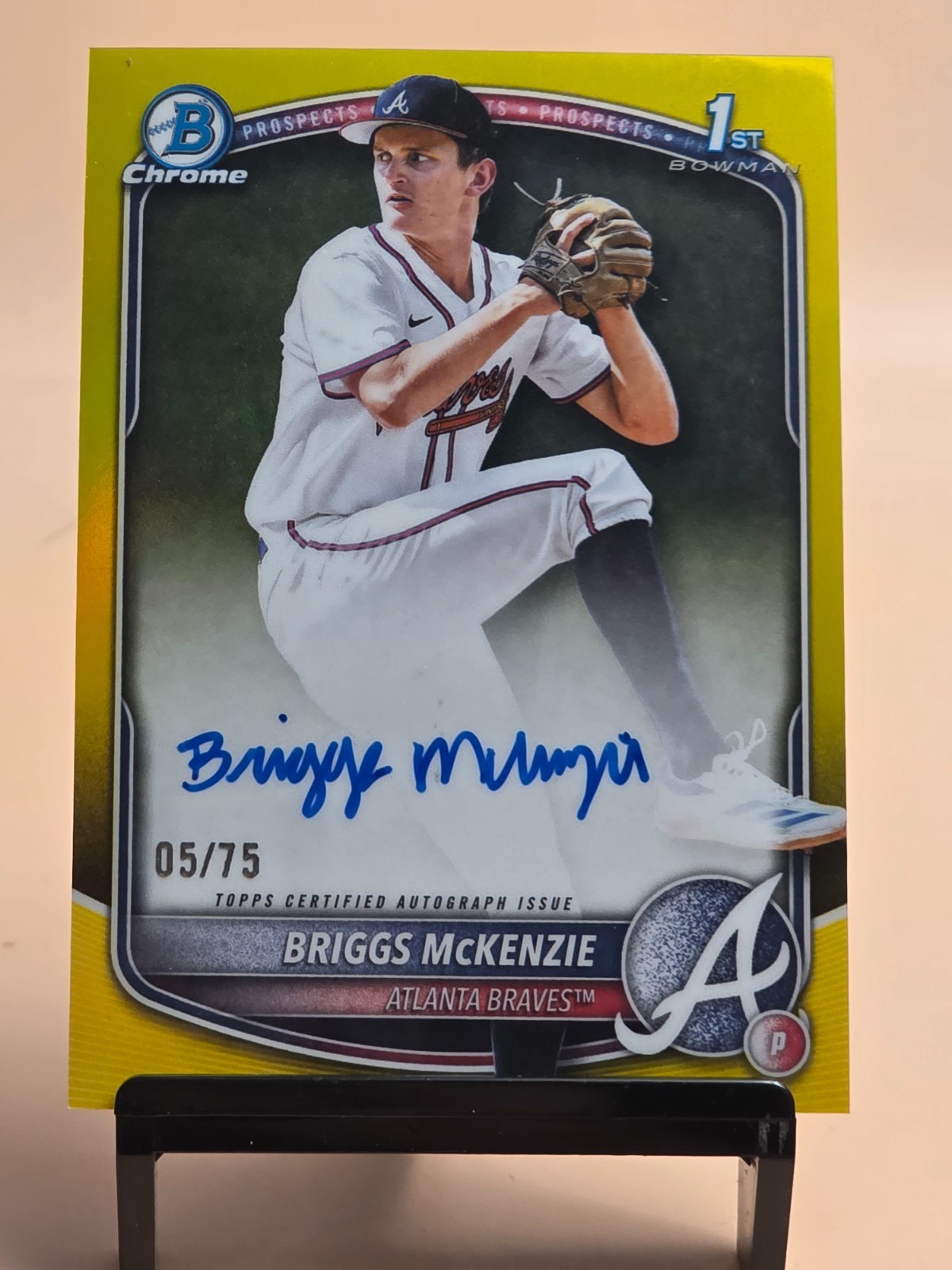 2025 TOPPS BOWMAN DRAFT CHROME BRIGGS MCKENZIE YELLOW 1ST AUTO 5/75 #CPA-BM