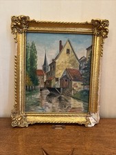 Ölgemälde Erfurt Krämerbrücke Venedig Dämchen wohl 1965 F. Huber