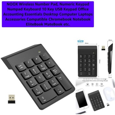 Wireless Number Pad, Numeric Keypad Numpad Keyboard 10 Key USB Keypad Office ...
