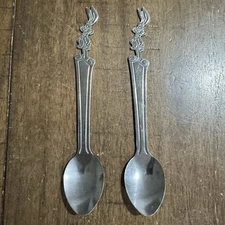 2 Vtg Nestle Quik Bunny Rabbit Stainless Steel Spoons 7.5" NesQuik in GUC