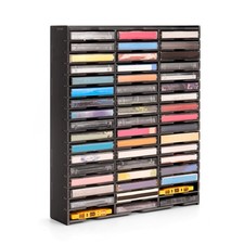 SANFURNEY 51-Slot Cassette Tape Storage, Desktop Rack Audio Tape Organizer, W...
