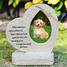 Heart Shaped Pet Dog Memorial Stones with Photo Frame, Pet Dog Headstones Grave