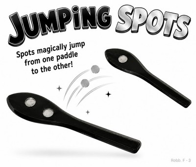 JUMPING SPOTS Close Up Magic Trick 2 Black Paddles Dots Change Pocket Set Street