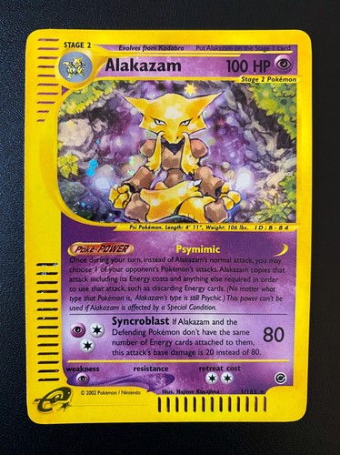 POKEMON ALAKAZAM HOLO RARE 1/165 EXPEDITION ENGLISH NM