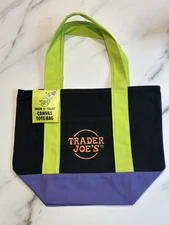 Trader Joe’s - Halloween Canvas Mini Tote Bag - Witch Purple Black Green