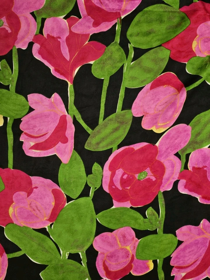 5 Yards Of  Continuous SILK VINTAGE FLORAL Fabric 43 Inches Wide - Image 2 of 4