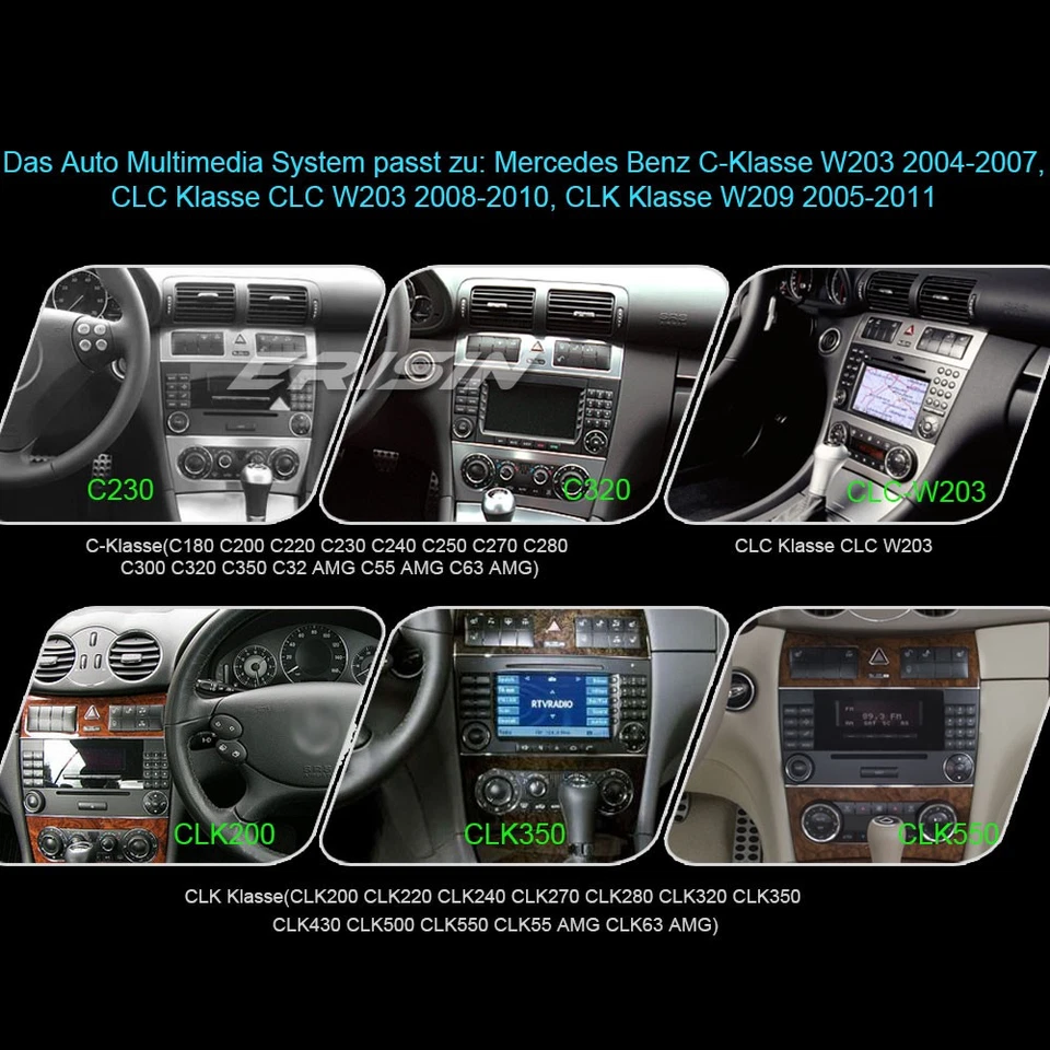 4+64GB Android 14 CarPlay Autoradio GPS Mercedes C/G/CLC Klasse W203 DAB+ 8 Kern - Bild 4 von 4