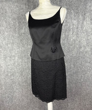 Trio New York Womens 6 Little Black Cocktail Dress Floral Lace Sleeveless USA