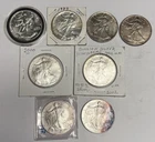 8 Different 1987-2005 American Silver Eagle Dollars, $1 U.S. .999 ASE 1 oz Set