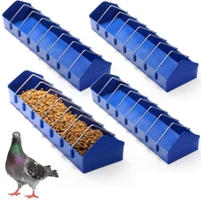 4 Pack Large Pigeon Feeder, 8 Slot Poultry Feeder Bowl Thick Chicken Feeding Dis