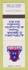 Matchbook Cover - Le Caveau French Restaurant Montreal QC