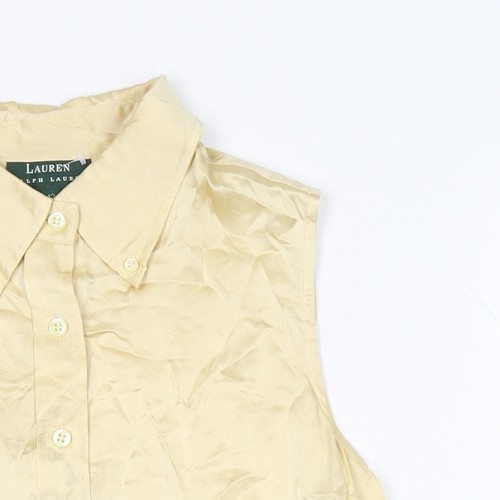 Ralph Lauren Women Beige Silk Sleeveless Button-Up Shirt - Picture 11 of 12