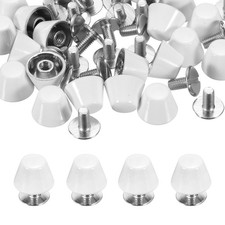 10mm Purse Handbag Feet, 25 Sets Round Flat Studs, White