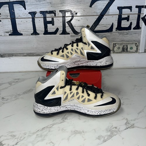 Size 9.5 - Nike LeBron 10 P.S. Elite+ White Gold Black - Picture 2 of 5