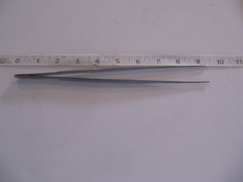 Serrated Tip Forceps/ Tweezers German Stainless 9" Straight Nice! {bin 24}