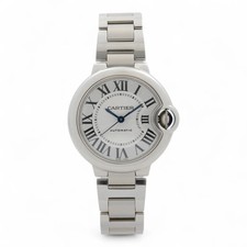Cartier Ballon Bleu 33mm Steel Silver Guilloche Dial Ladies Watch W6920071