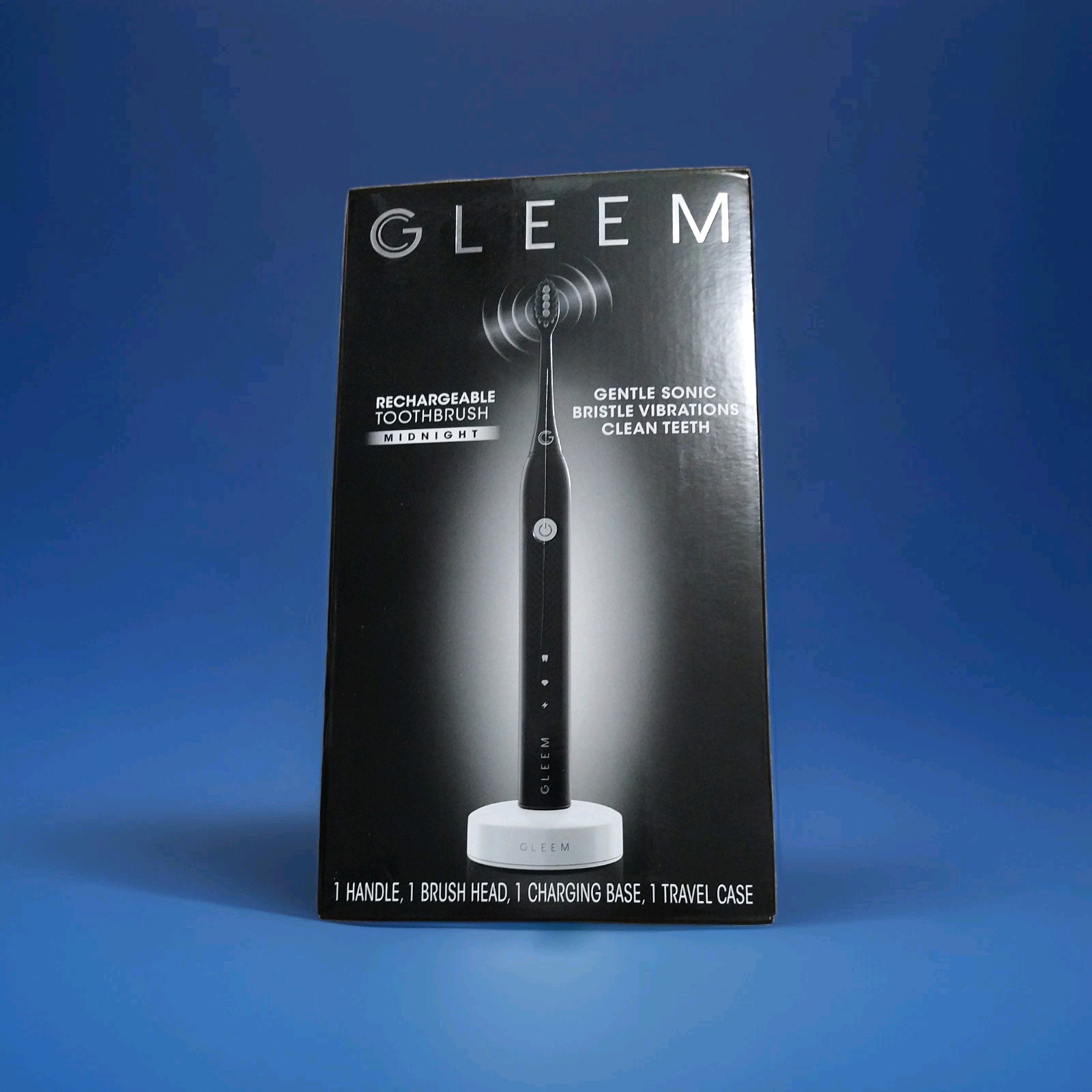 GLEEM Rechargeable Electric Toothbrush Midnight Black w/ Tra