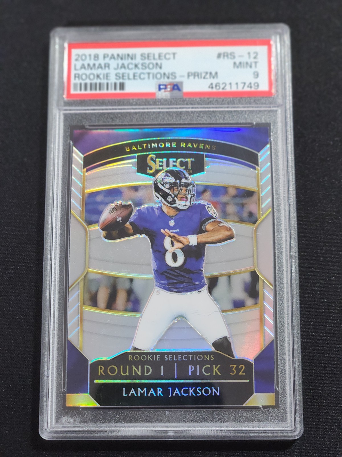 Panini 2018 Select Lamar Jackson Rookie Selections RS-12 Silver Prizm PSA 9