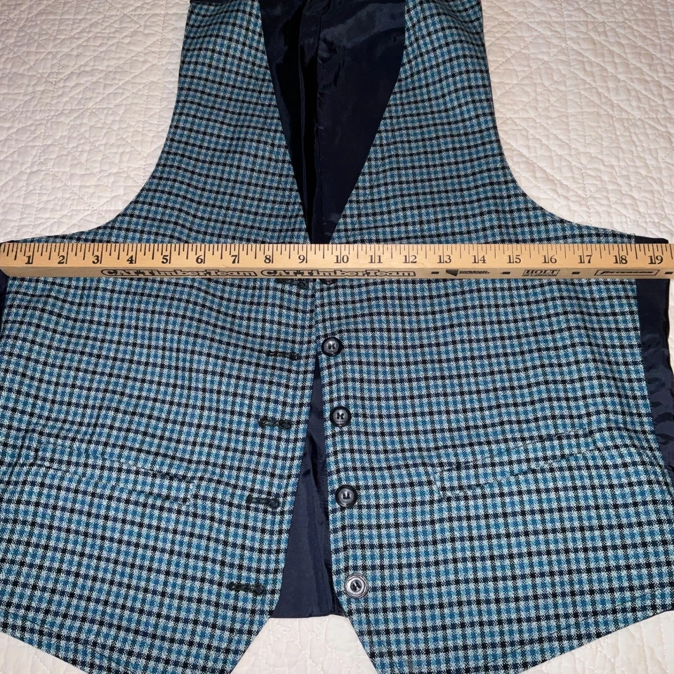 Colete masculino xadrez tamanho S pequeno fantasia eduardiana vitoriana reversível preto - Imagem 4 de 4