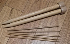 Clover Wood Knitting Needles #19 And 5 Crystal Palace Double Ended Needles