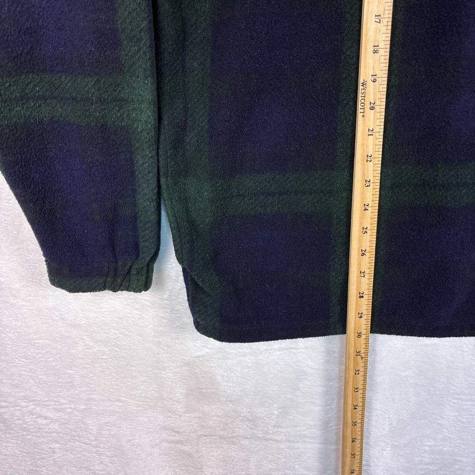 VTG 90s Ralph Lauren Chaps 1/4 Zip Jacket Men L Green Plaid Fleece Oversized USA - Image 4 of 4