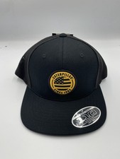 Caterpillar Americana Flat Bill Cap Men's One Size Black Mesh Snapback Hat NWT