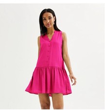 Nine West Women's Button Front Ruffle Hem Dress - Sizes XL