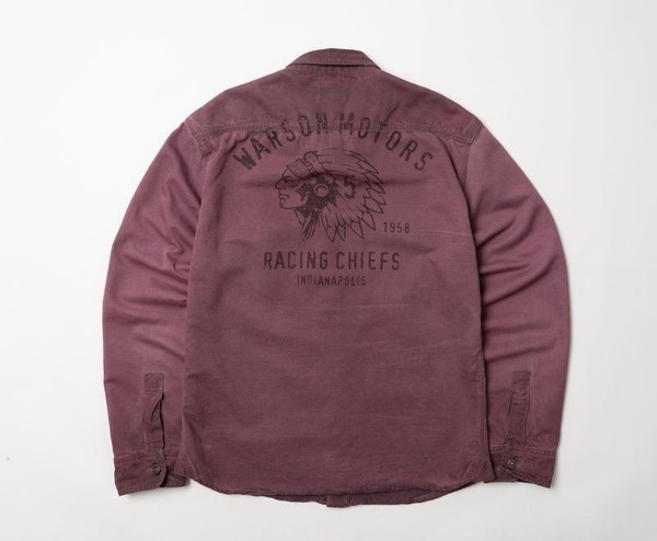 Men Warson Motors Shirt Burgundy Cotton 42 / XL /