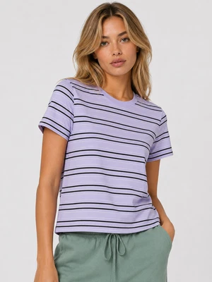 NWT Victoria's Secret PINK Dreamer Cotton Tee Strips LILA Size S - Image 1 of 3