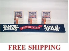 SAMUEL ADAMS RAIL BAR MAT RUNNER & 20 BEER BAR COASTERS NEW SAM ADAMS