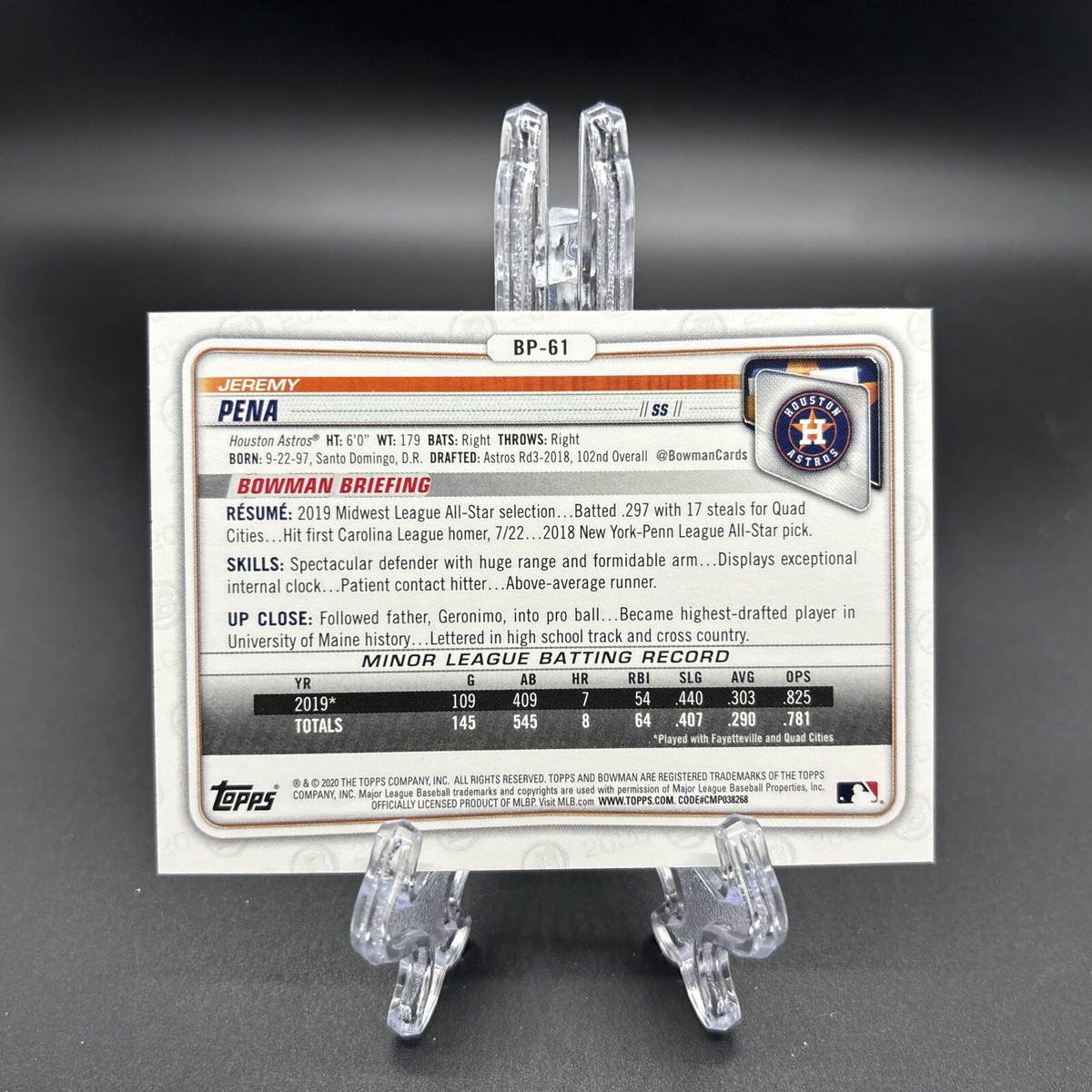 2020 Bowman 1st Bowman Jeremy Pena Rookie Card R39737 | eBay