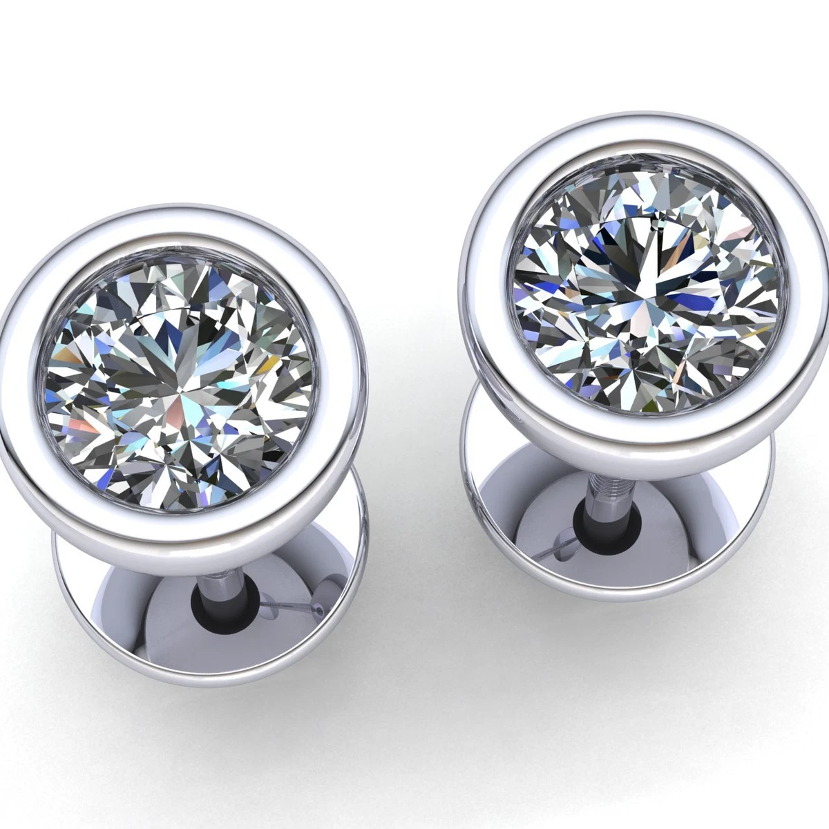 0.2ct Round Cut Diamond Ladies Casual Solitaire Bezel Stud