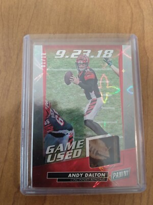 2019 PANINI DAY ANDY DALTON GAME-USED FOOTBALL EXPLOSION PARALLEL 01/10 BENGALS