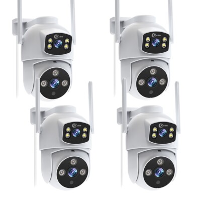 4PK 8MP WiFi PTZ Camera Outdoor 2K Dual-Lens Security Camera System Wireless 360