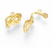 10 Ohrklemmen Fake-Ohrringe ohne Ohrloch gold 13 mm basteln Ohr Schmuck DIY